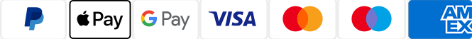 We accept PayPal, Apple Pay, Google Pay, Visa, Mastercard, Maestro and Amex
